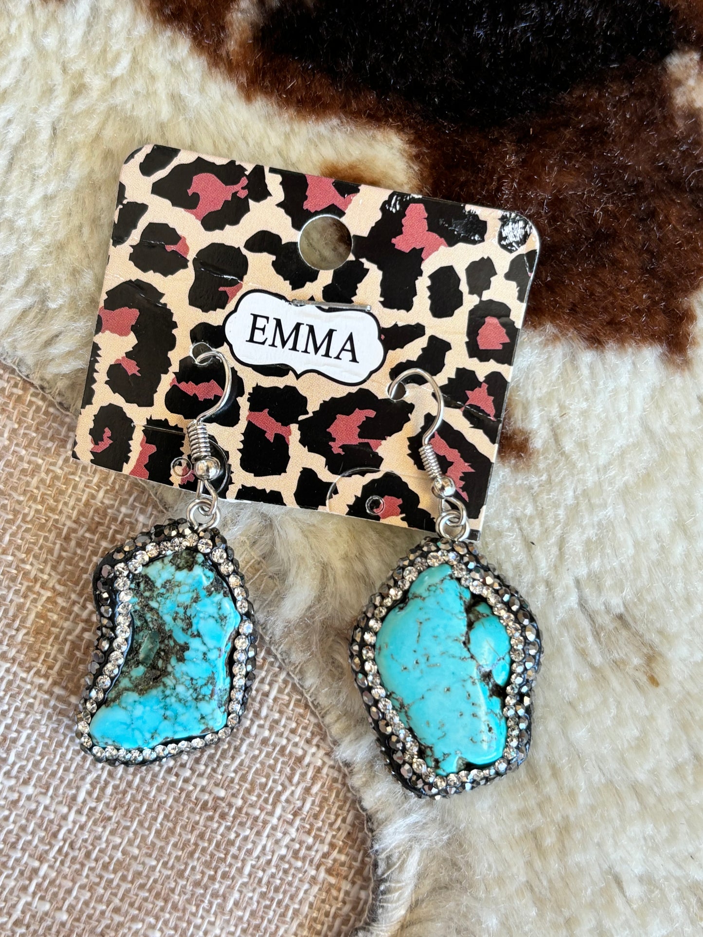 Rhinestone turquoise cowgirl Earrings