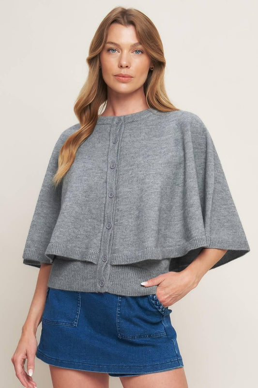 MISTY SHAWL CAPELET SWEATER
