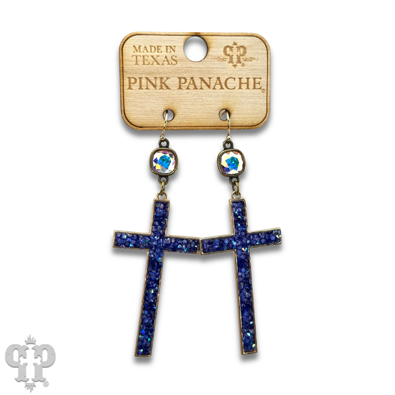 Blue cross earring with Austrian crystal
