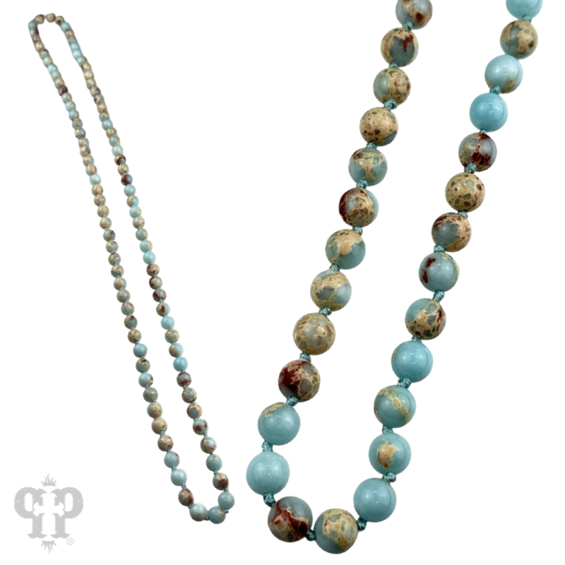Blue mixed jasper knotted layering necklace