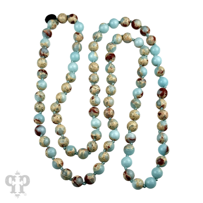 Blue mixed jasper knotted layering necklace