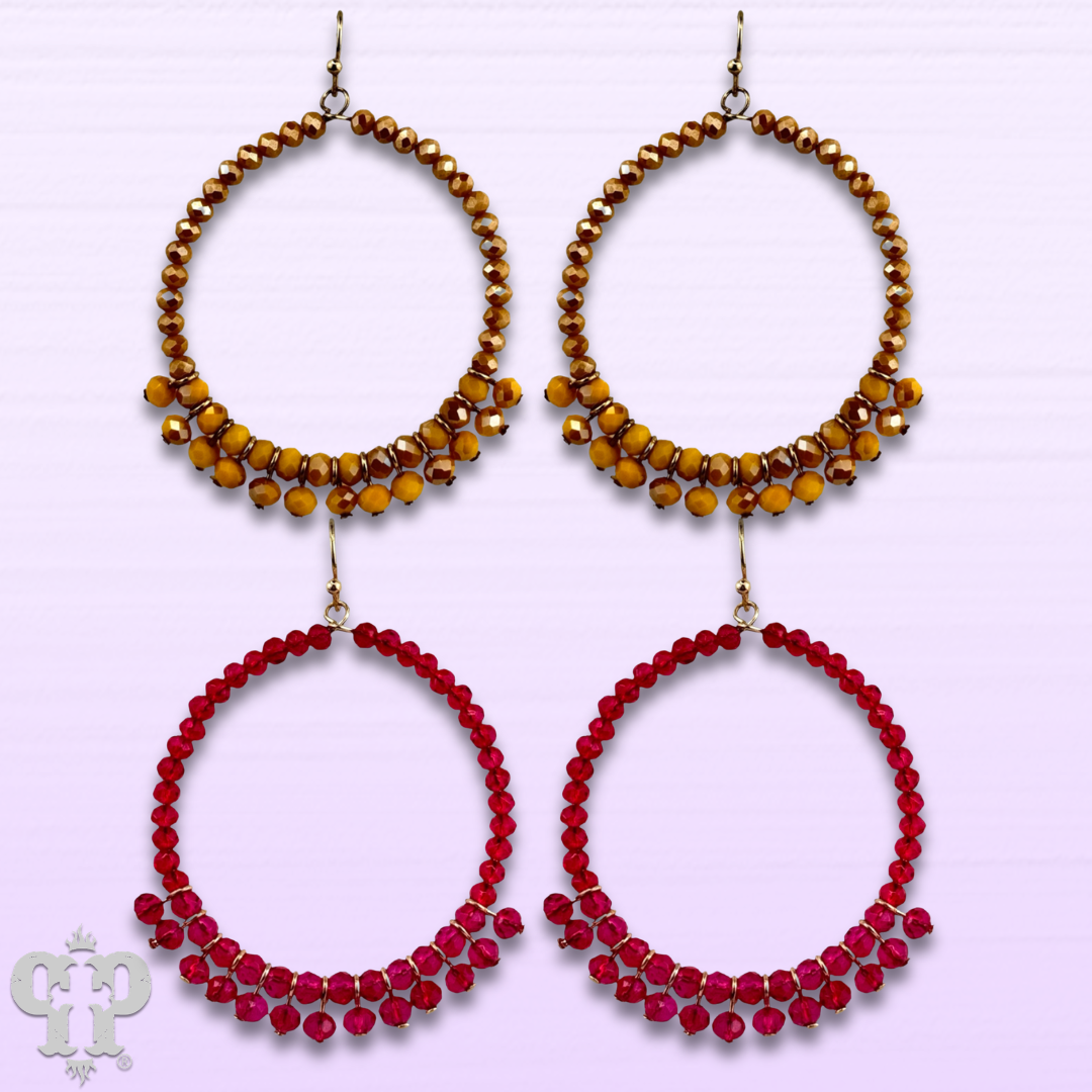 Faceted bead fringe circle shape earring
