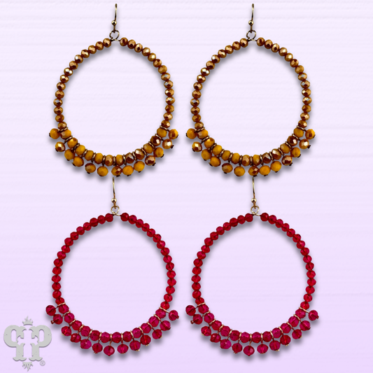 Faceted bead fringe circle shape earring