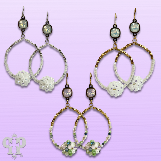 Bead cluster teardrop earring with Austrian crystal