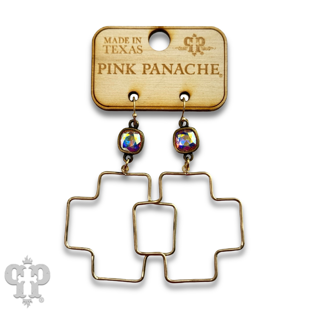 Square cross earring with Austrian crystal