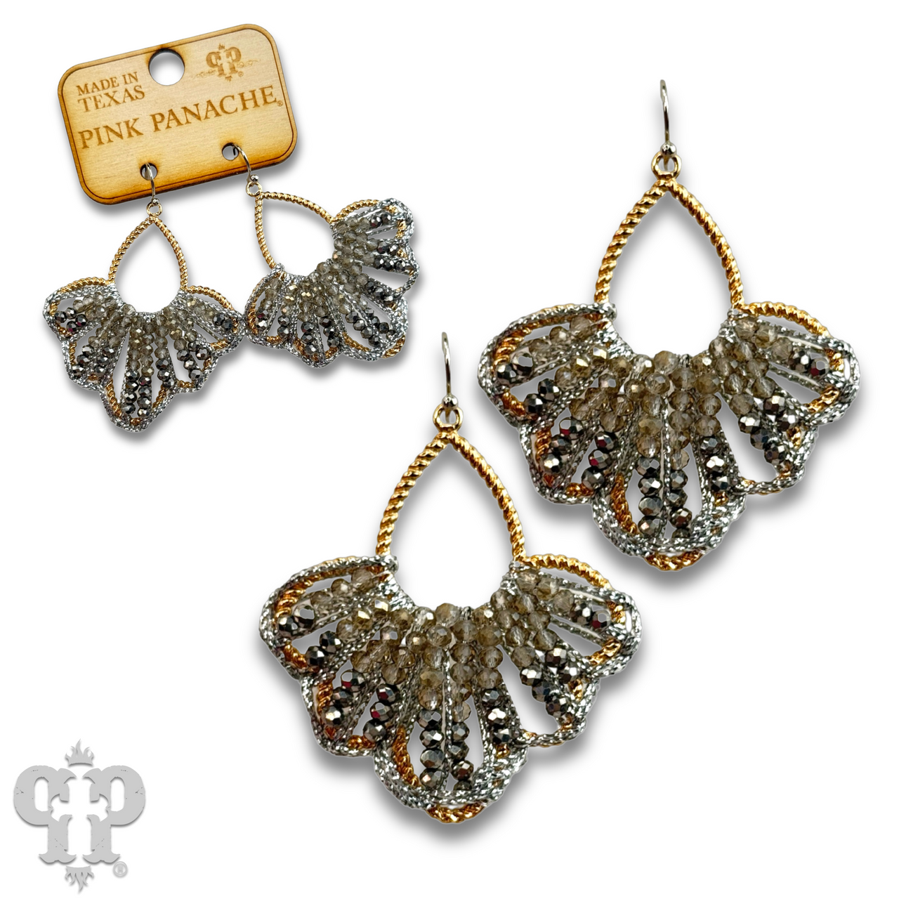 Raffia and faceted bead teardrop earring