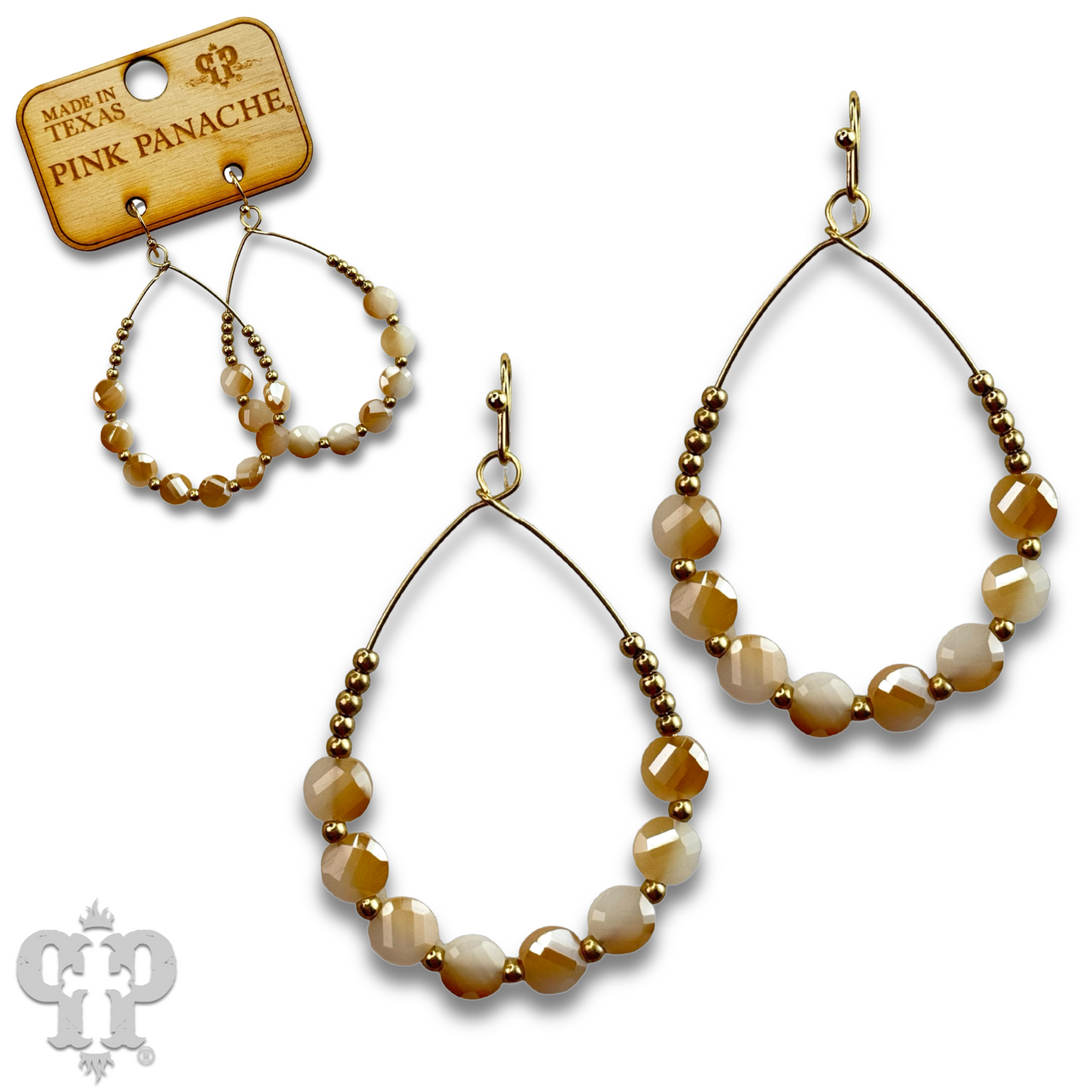 Coin bead teardrop earring