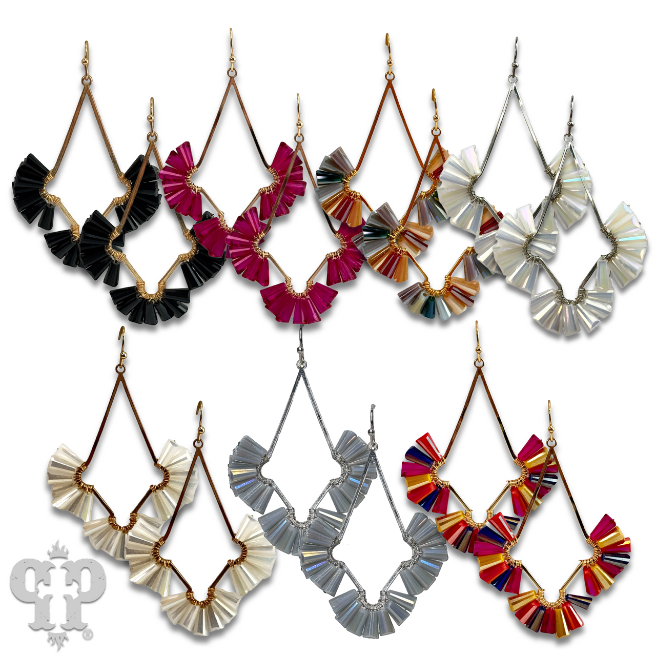 Teardrop earring with fluted beads