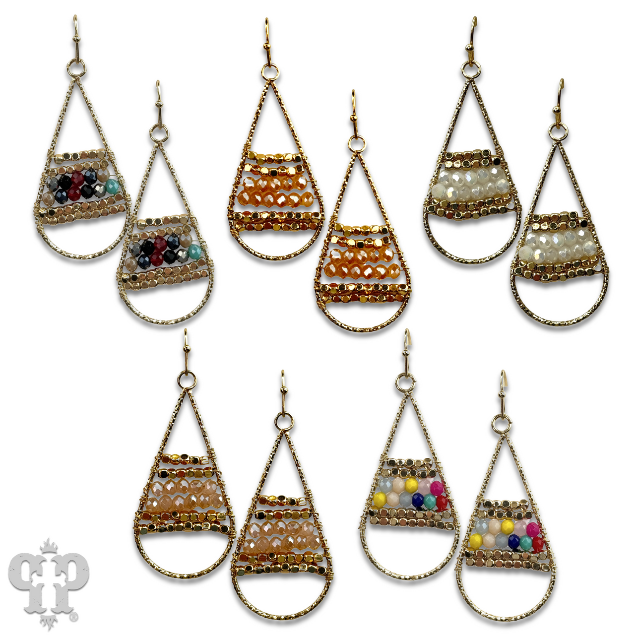 Wire wrapped beads teardrop earring