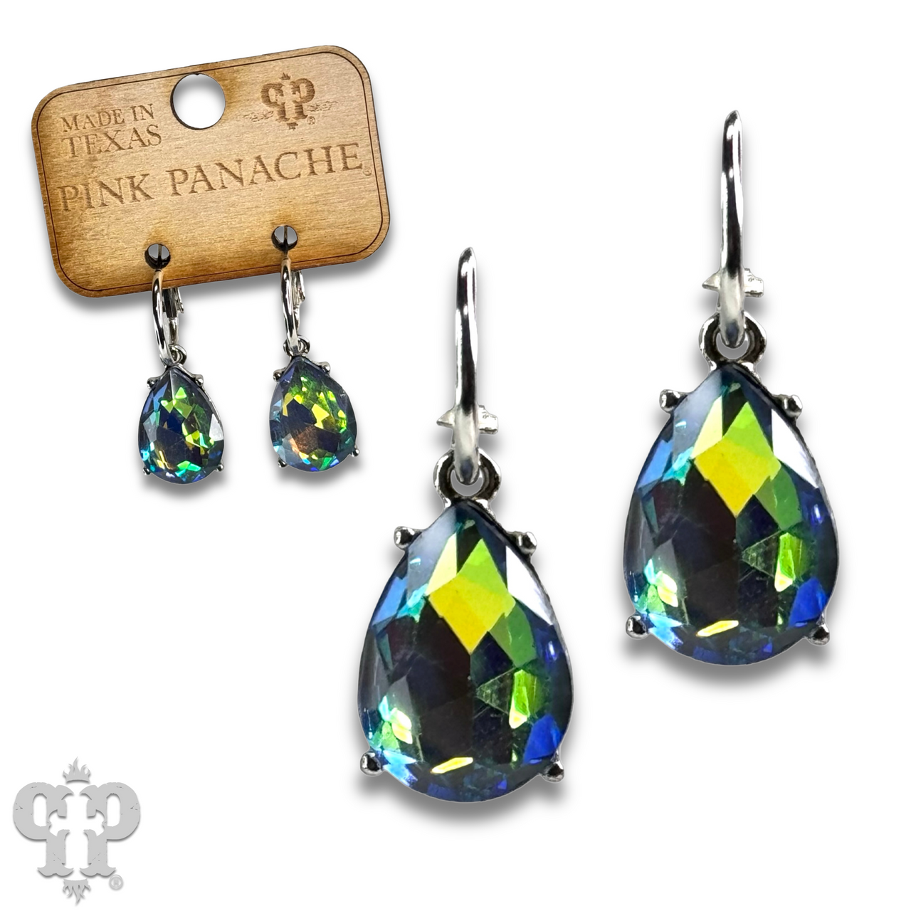 Rhinestone teardrop mini hoop earring
