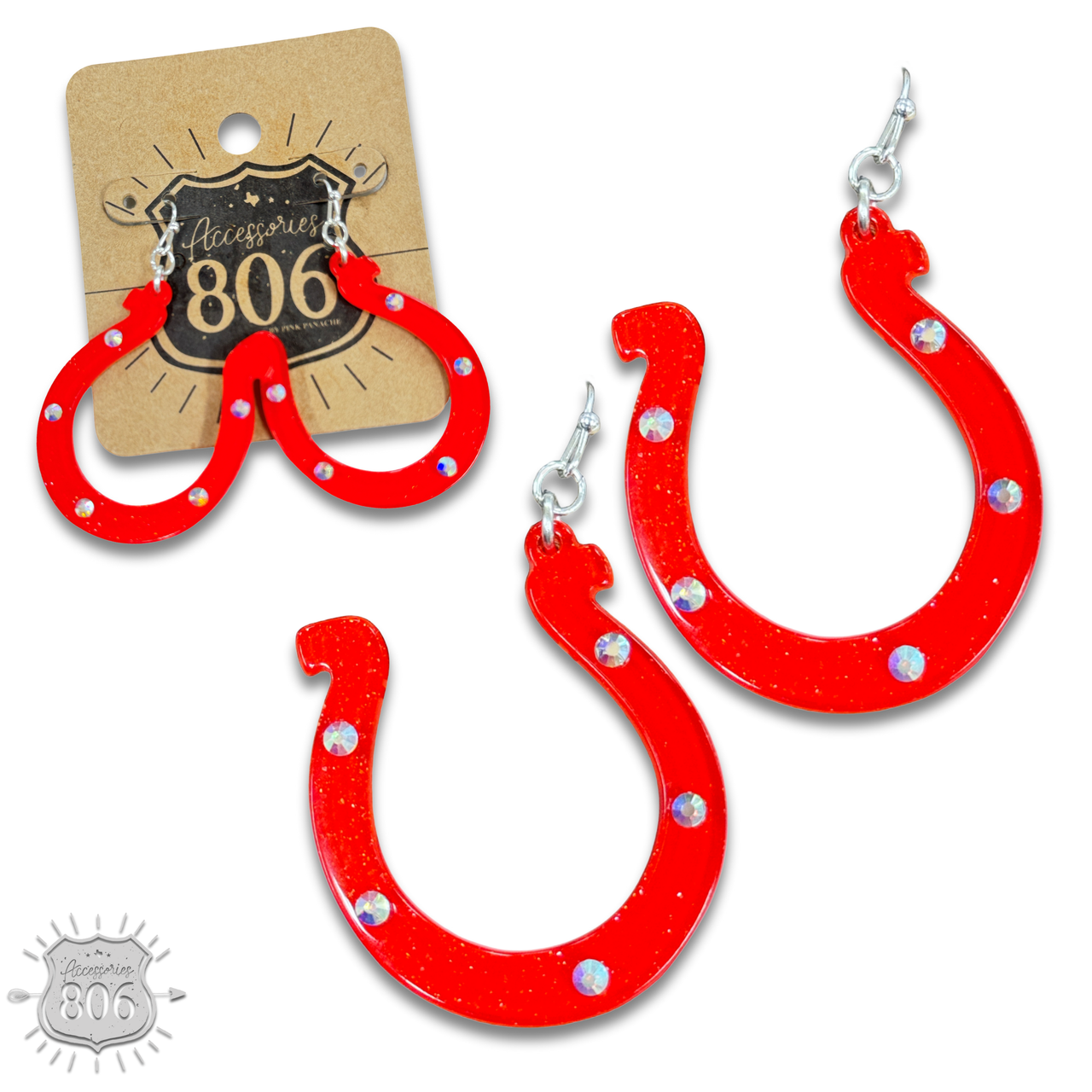 Red horseshoe earring