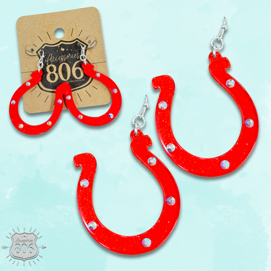 Red horseshoe earring