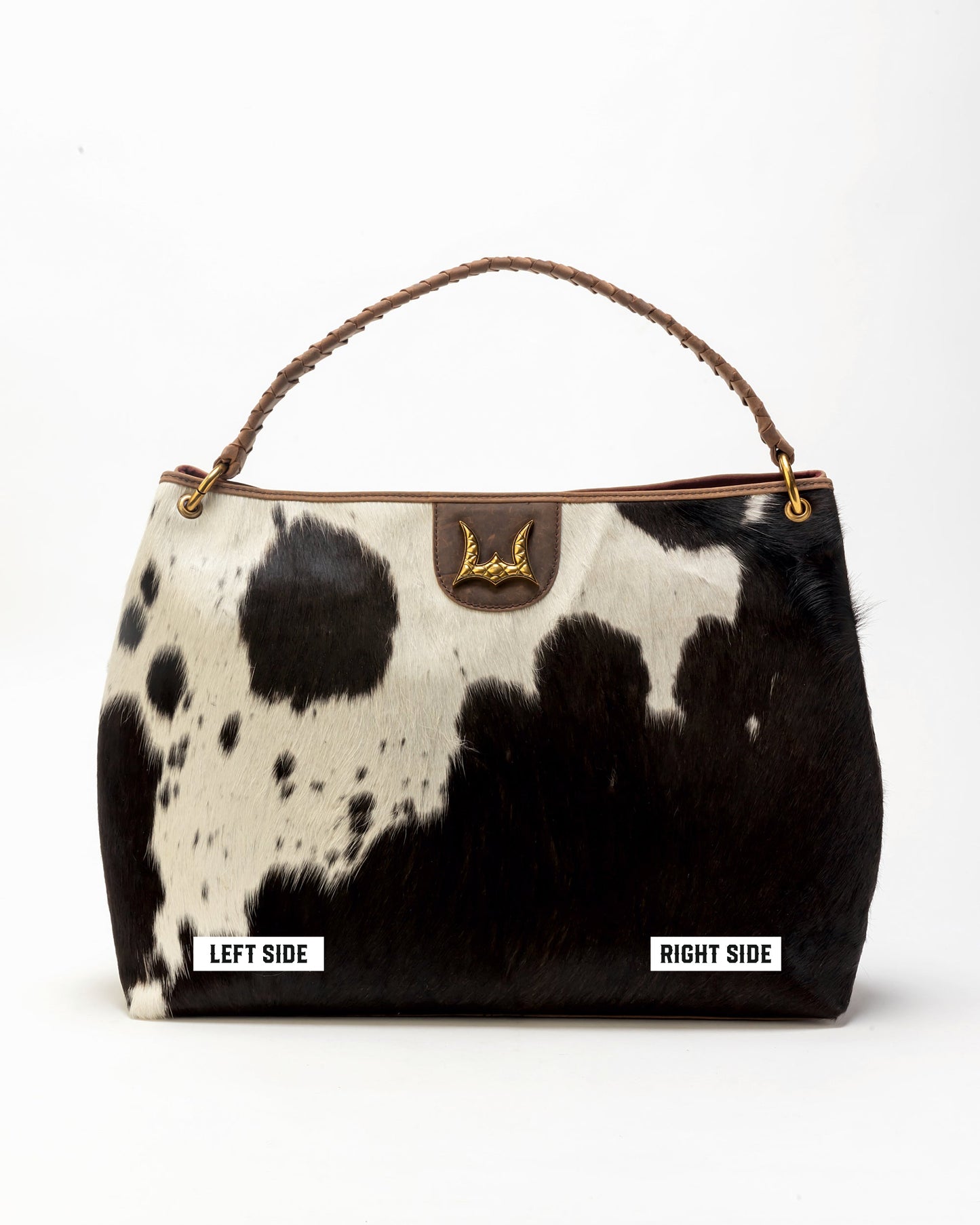 Lw Large Hobo Bag In Black & White Cowhide