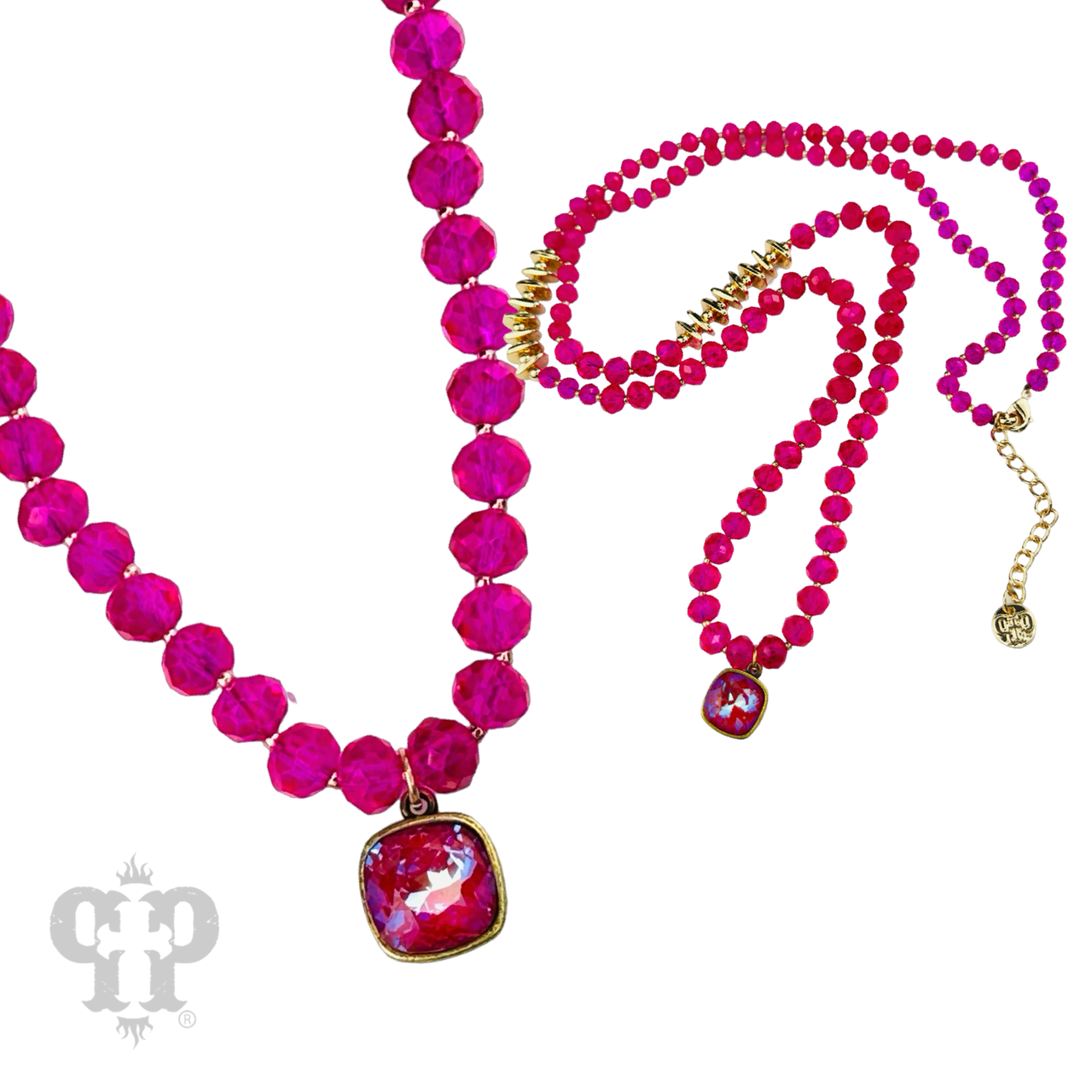 Faceted crystal long necklace with Austrian crystal pendant