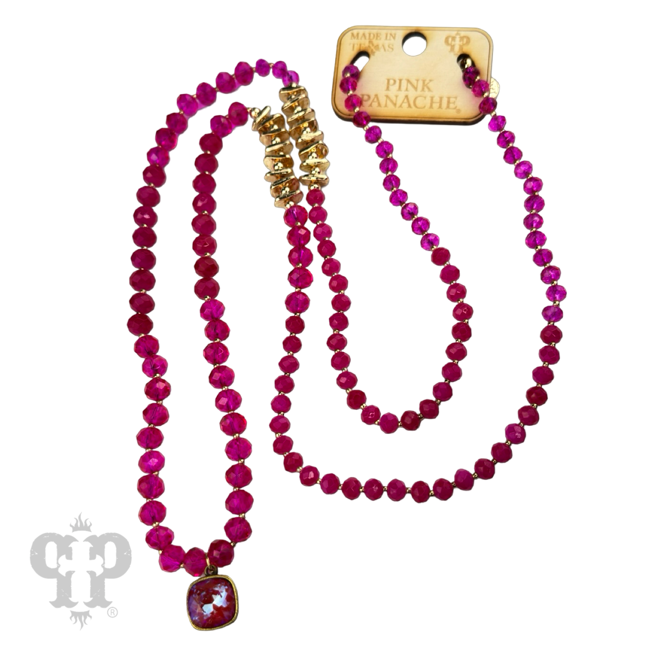 Faceted crystal long necklace with Austrian crystal pendant