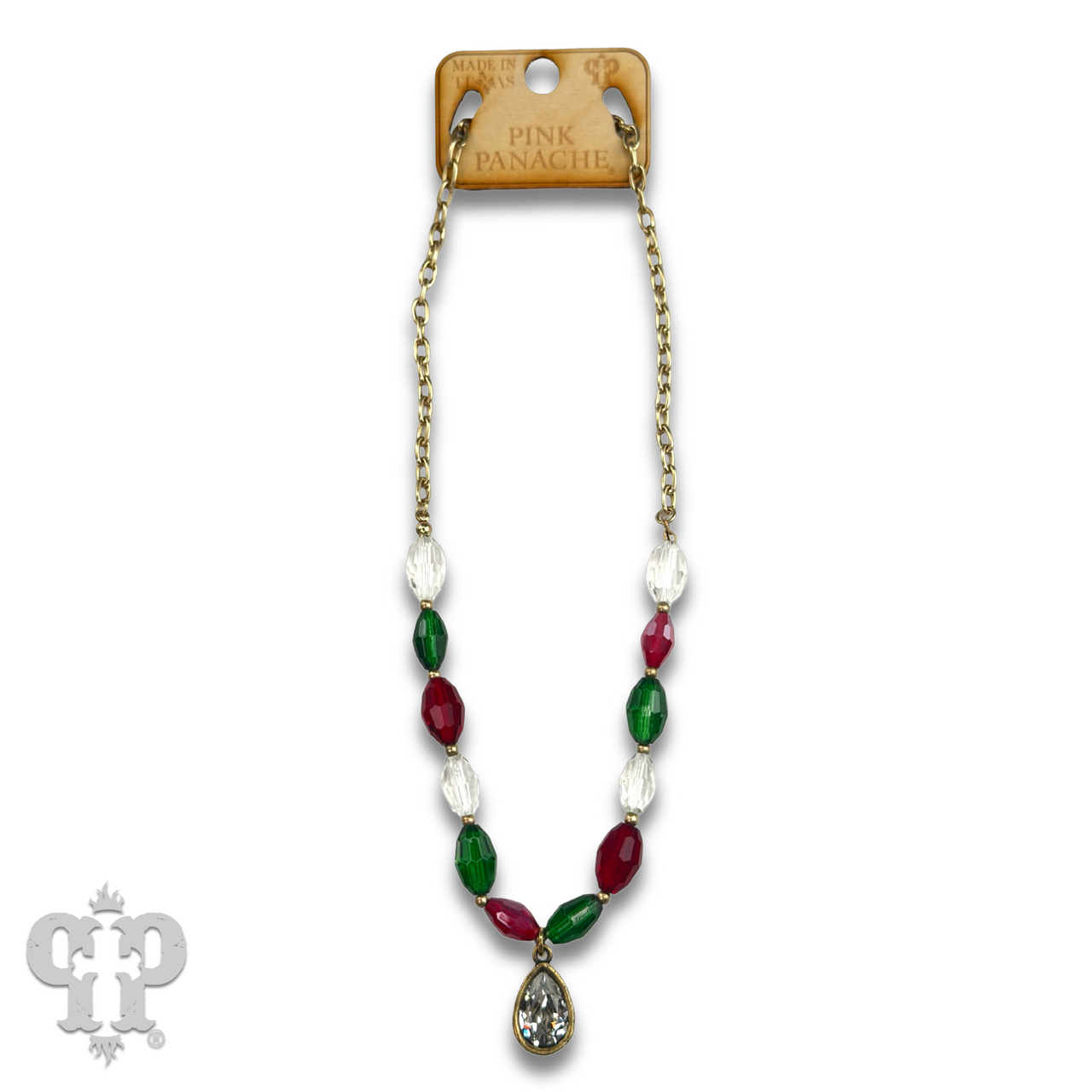 Faceted oval bead necklace with Austrian crystal