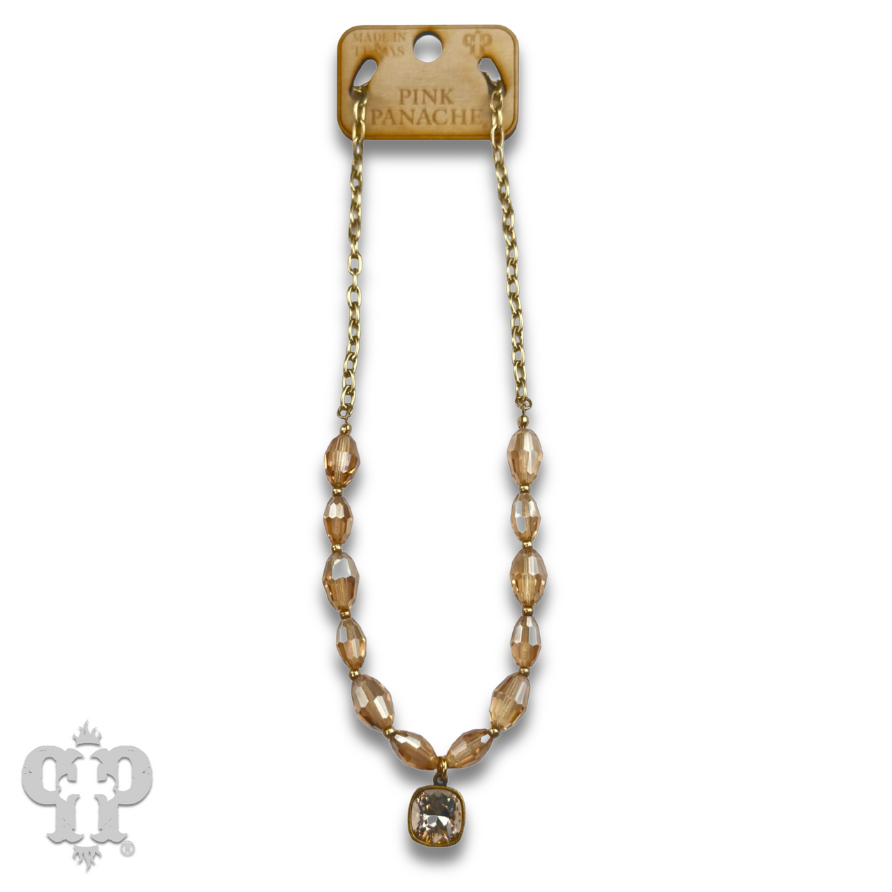 Faceted oval bead necklace with Austrian crystal
