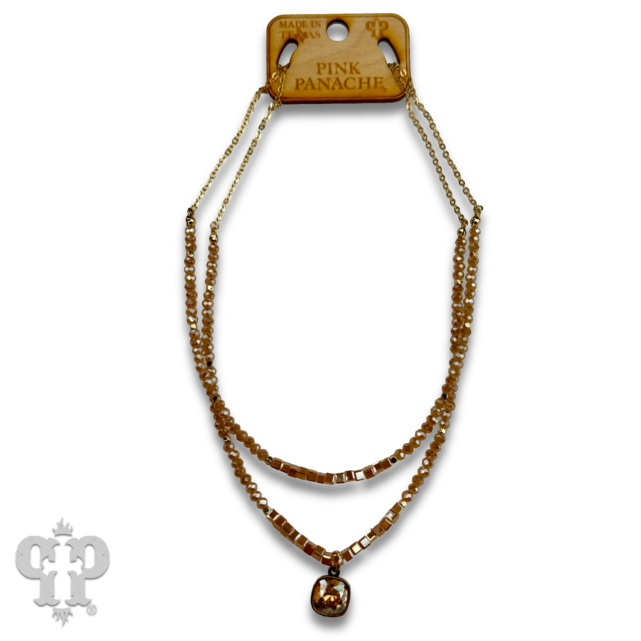 Two strand mixed bead necklace with Austrian crystal