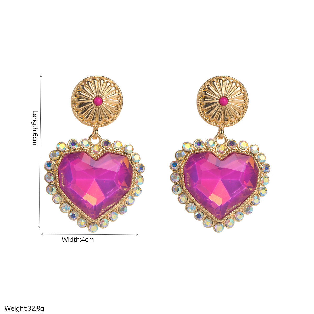Women's Style Inlaid Glass Drill Turquoise Round Earrings