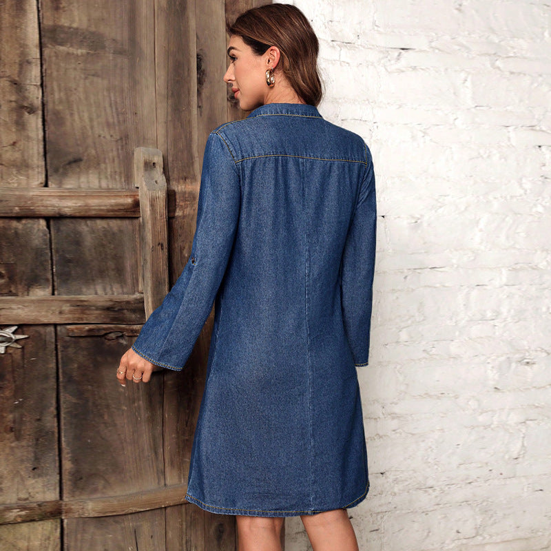 Women's denim long-sleeved style fashion dress