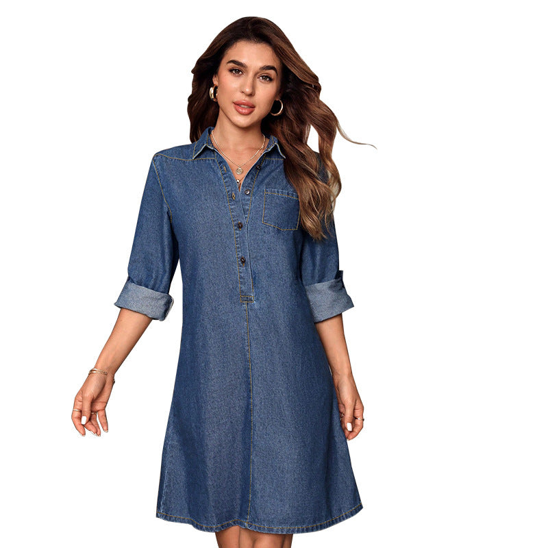 Women's denim long-sleeved style fashion dress