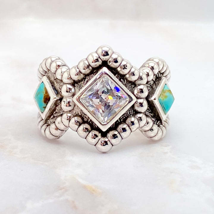 Archaism Sier Turquoise Fashion Female Engagement Ring
