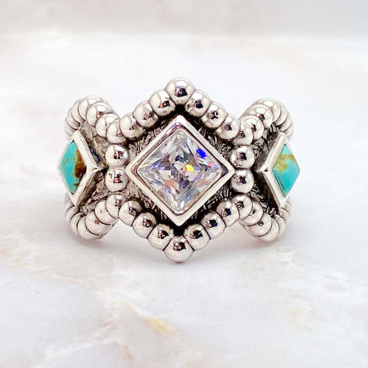 Archaism Sier Turquoise Fashion Female Engagement Ring