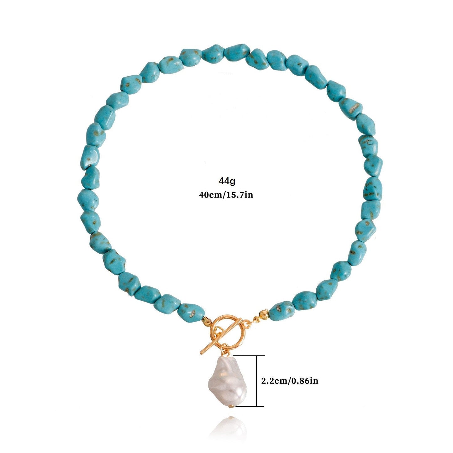 Women's Ornament Irregular Natural Turquoise Shaped Pearl Necklaces