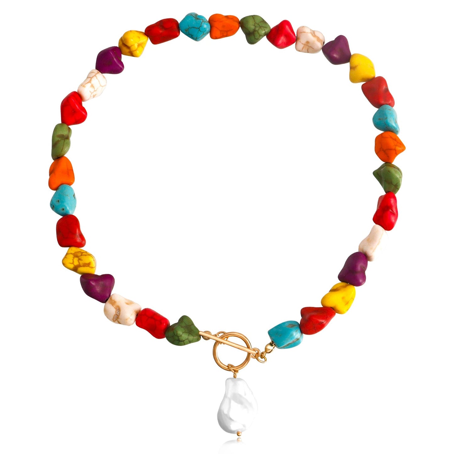 Women's Ornament Irregular Natural Turquoise Shaped Pearl Necklaces