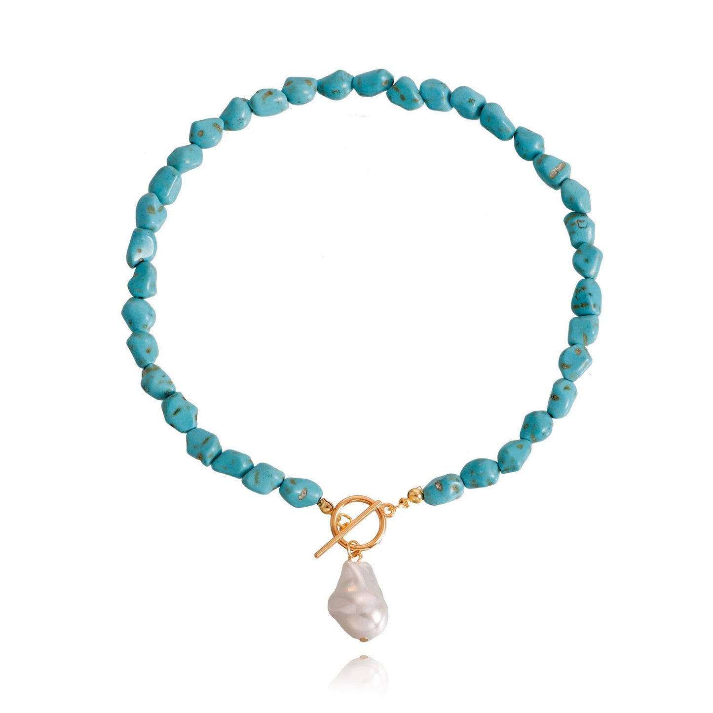 Women's Ornament Irregular Natural Turquoise Shaped Pearl Necklaces