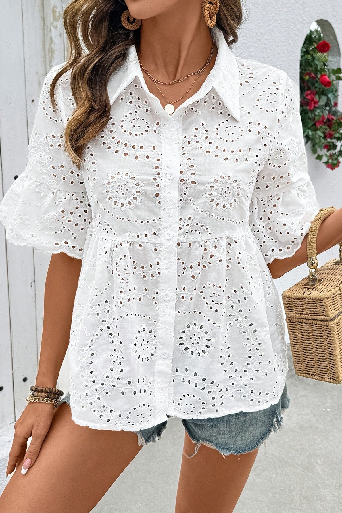 Ruffle Trim Blouse