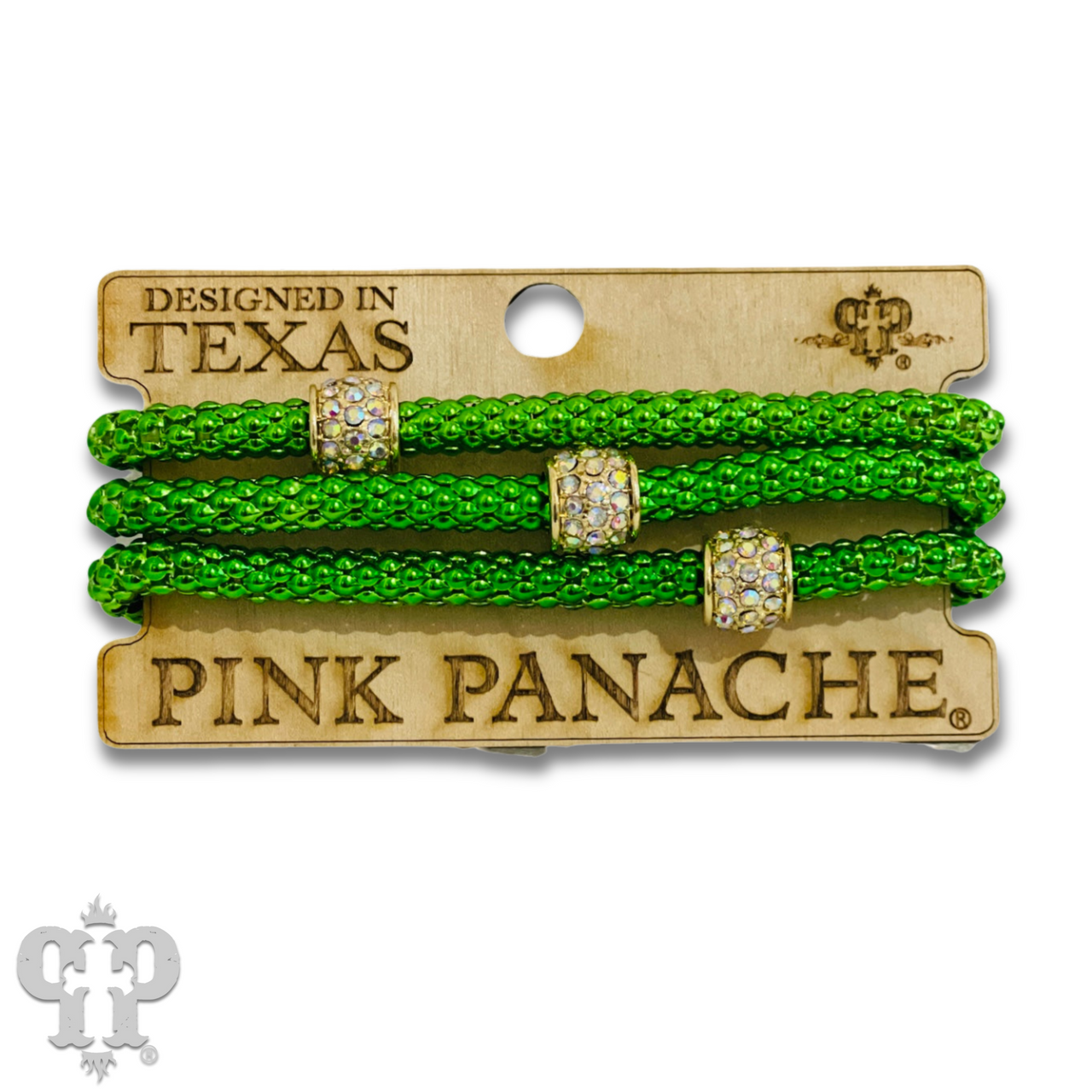 Woven mesh bracelet with pave rondelle beads