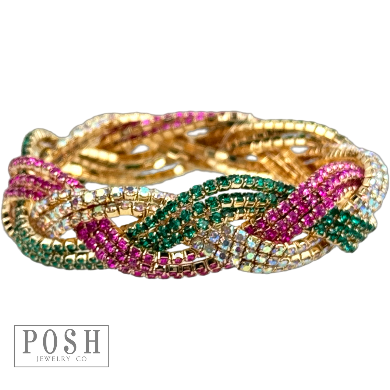 Rhinestone braided look bracelet