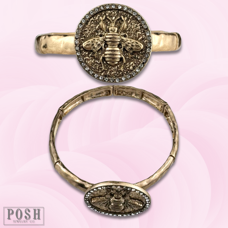 Gold bee charm bracelet