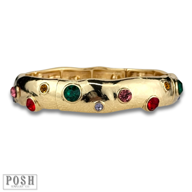Multi-color rhinestone bangle bracelet