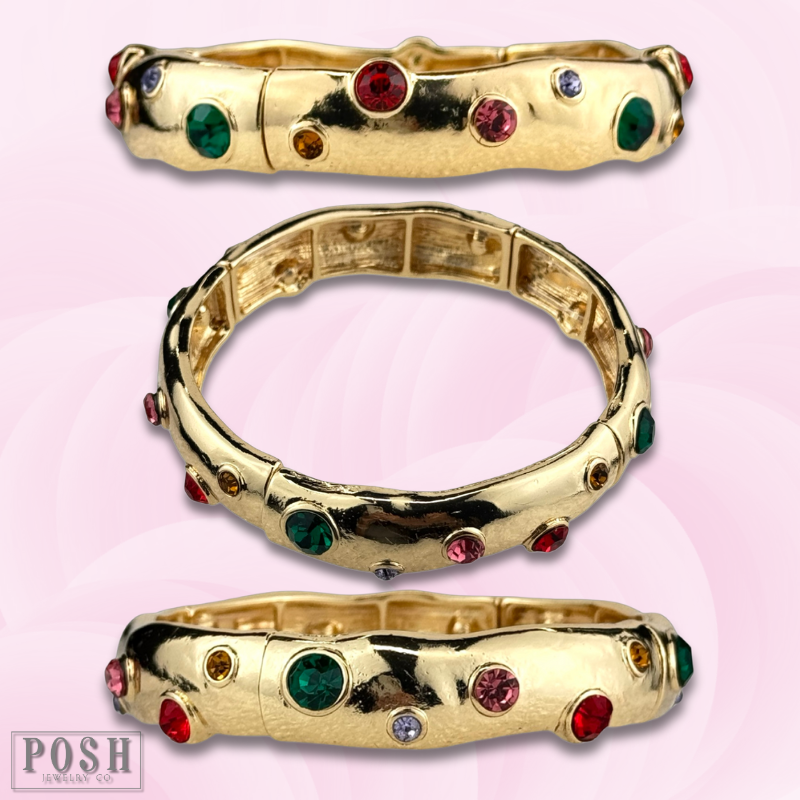 Multi-color rhinestone bangle bracelet