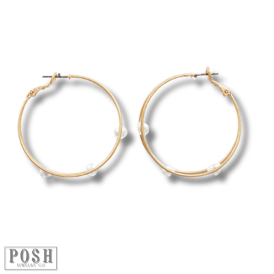 Double hoop and pearl earring