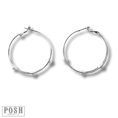 Double hoop and pearl earring