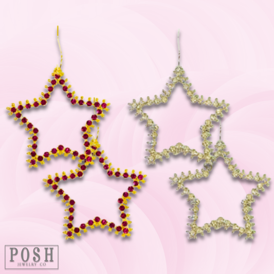 Rhinestone open star earring