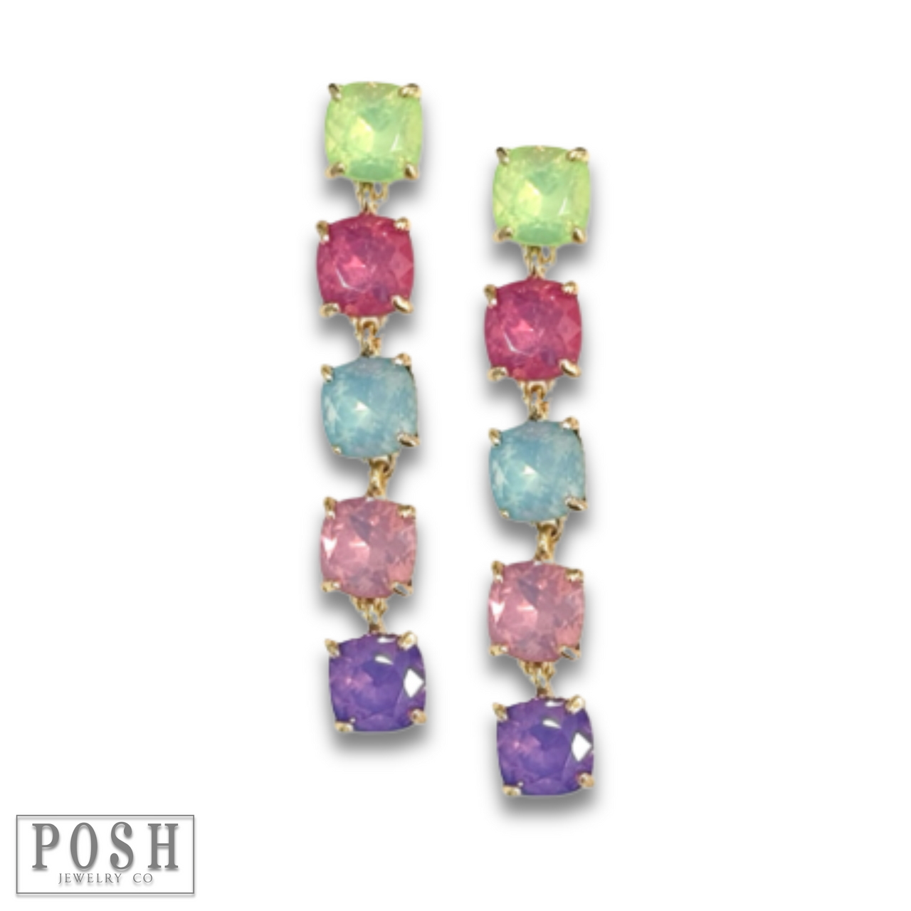 Square rhinestone drop earring