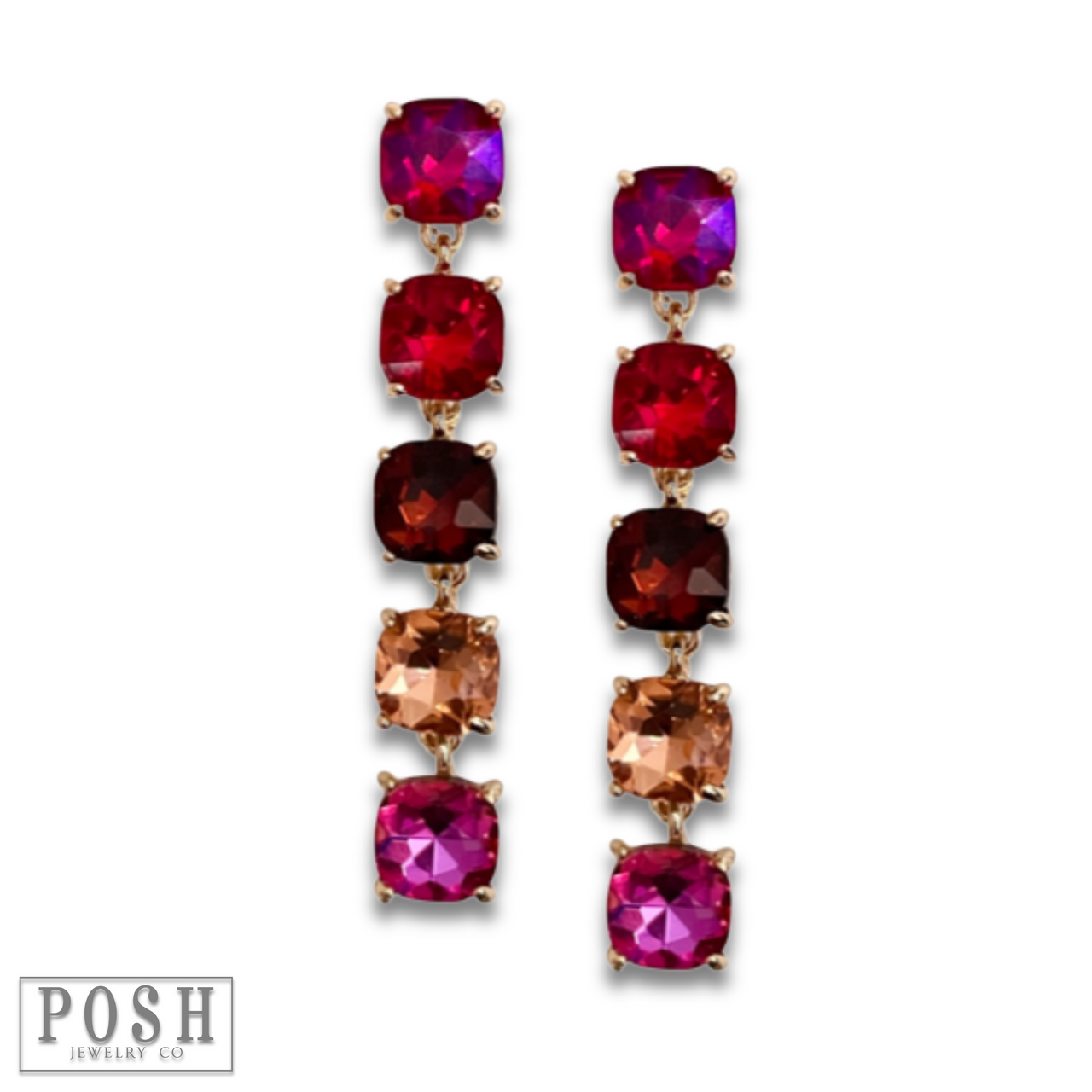 Square rhinestone drop earring