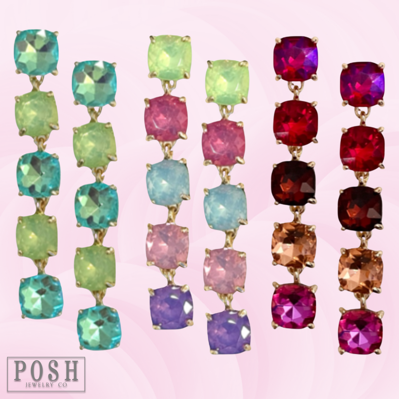 Square rhinestone drop earring