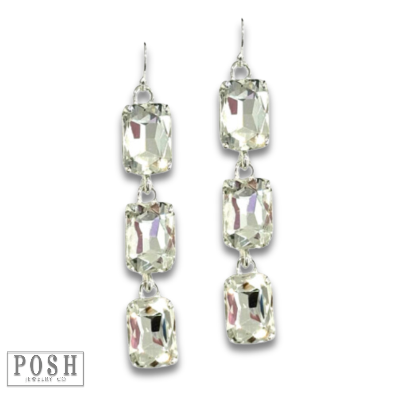 Rectangle rhinestone drop earring