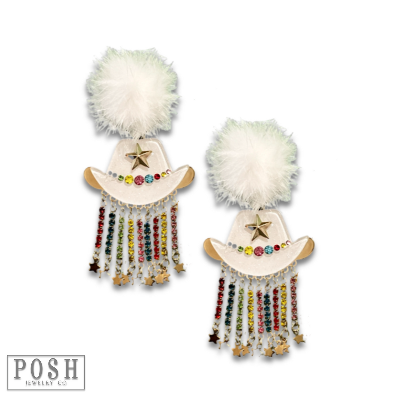 Cowboy hat rhinestone earring