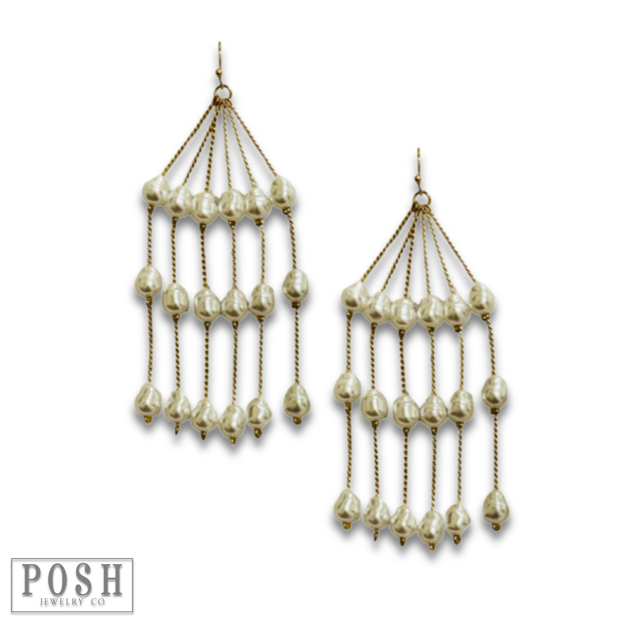Chain and pearl fringe earring
