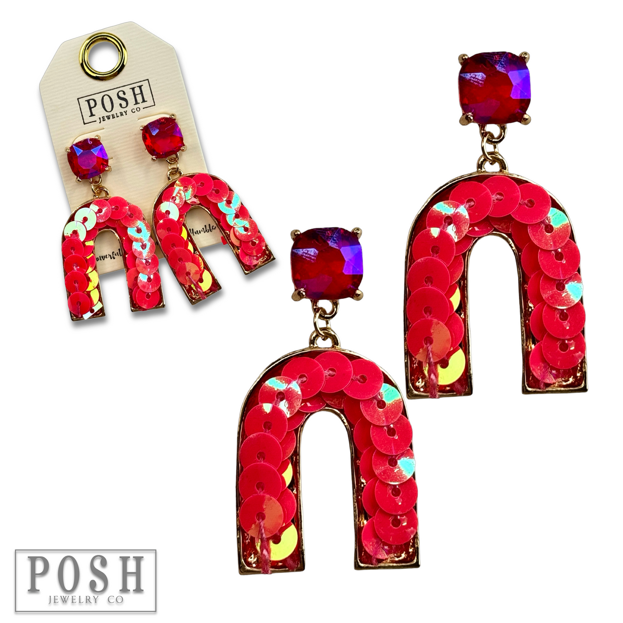 Sequin arch rhinestone earring