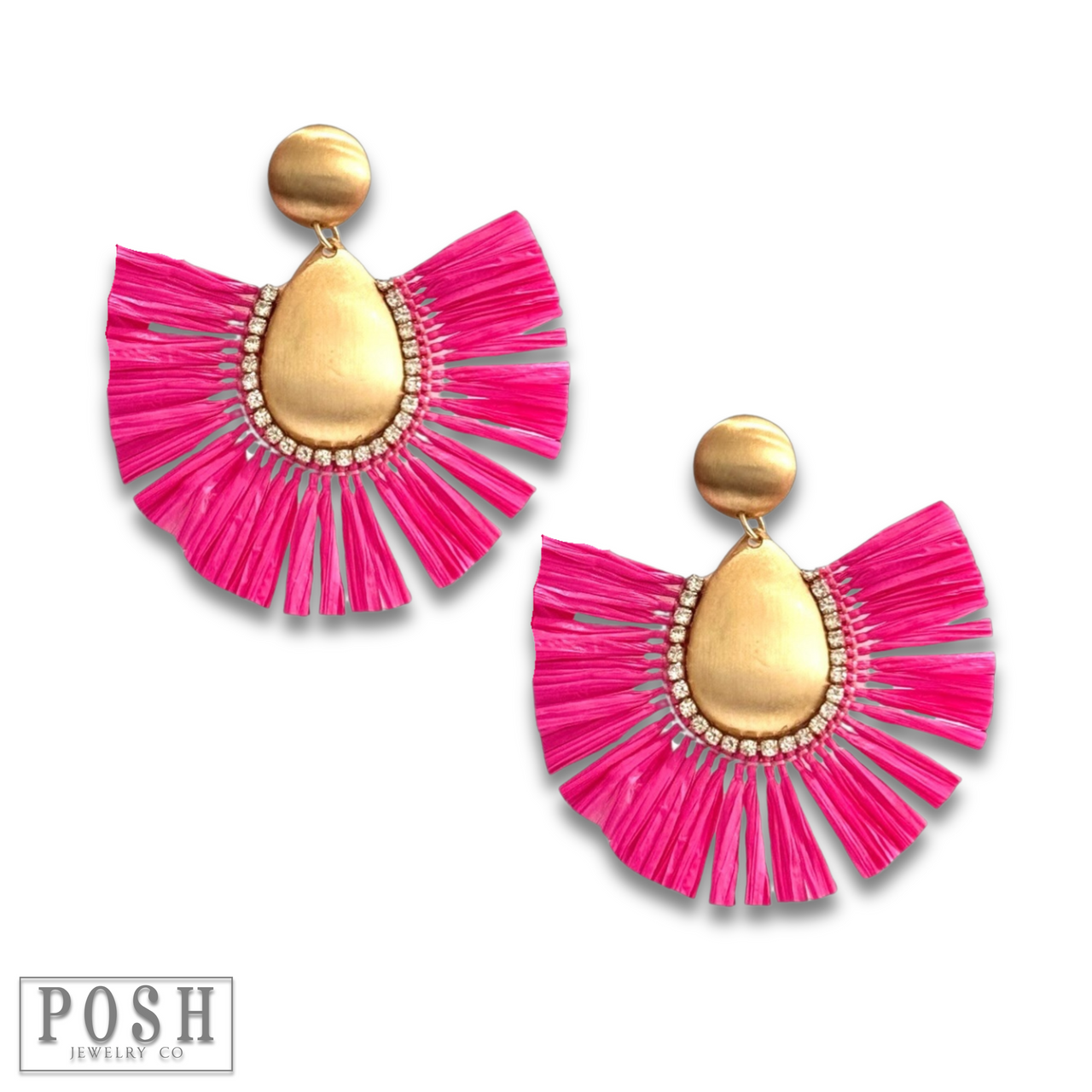 Raffia fan earring