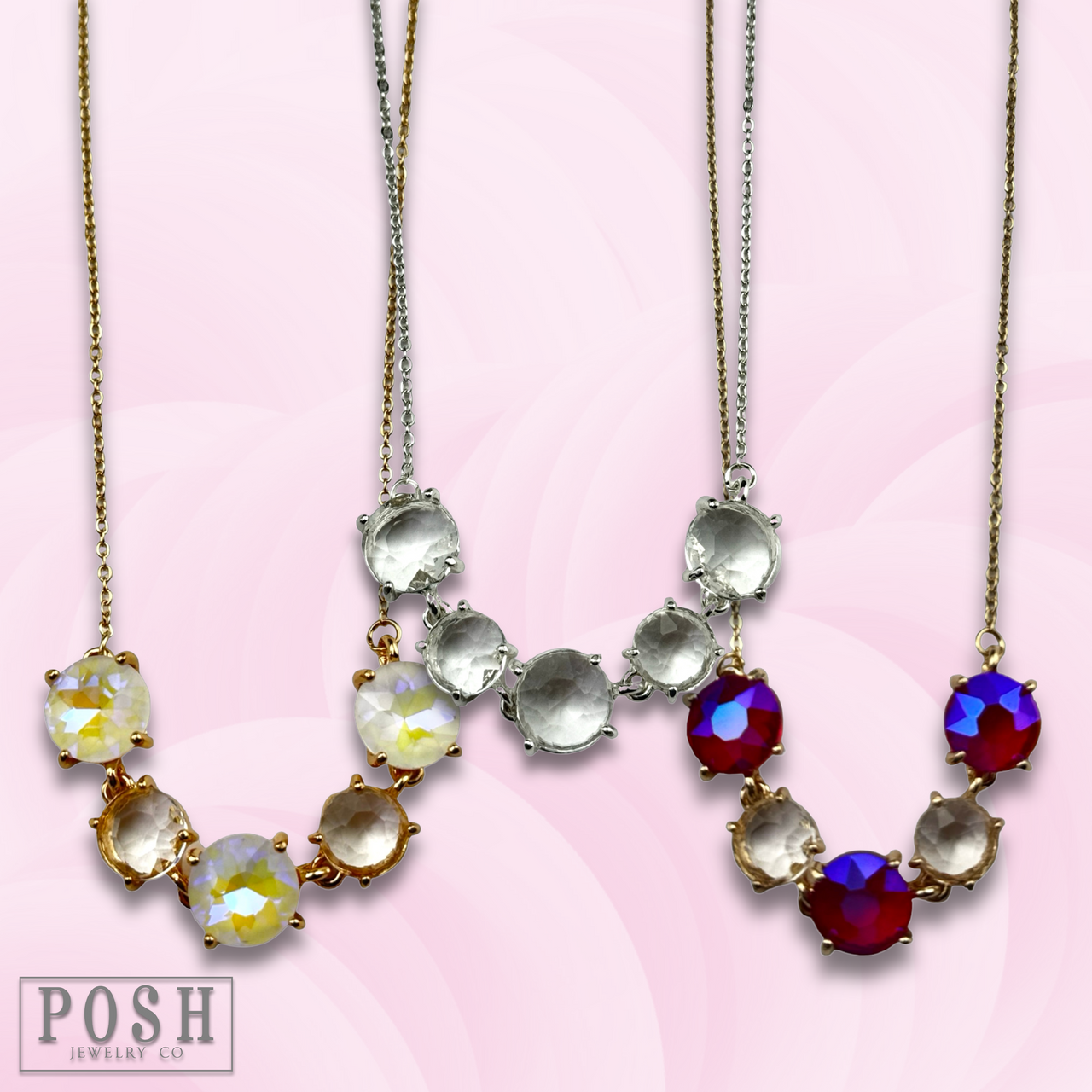 Chain necklace with round stones