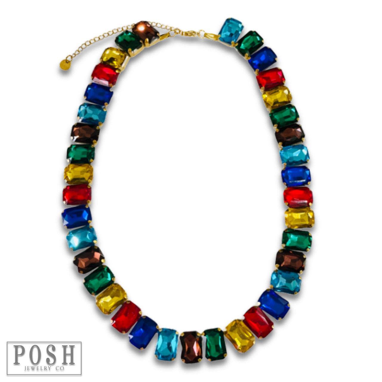 Multi-color rhinestone necklace