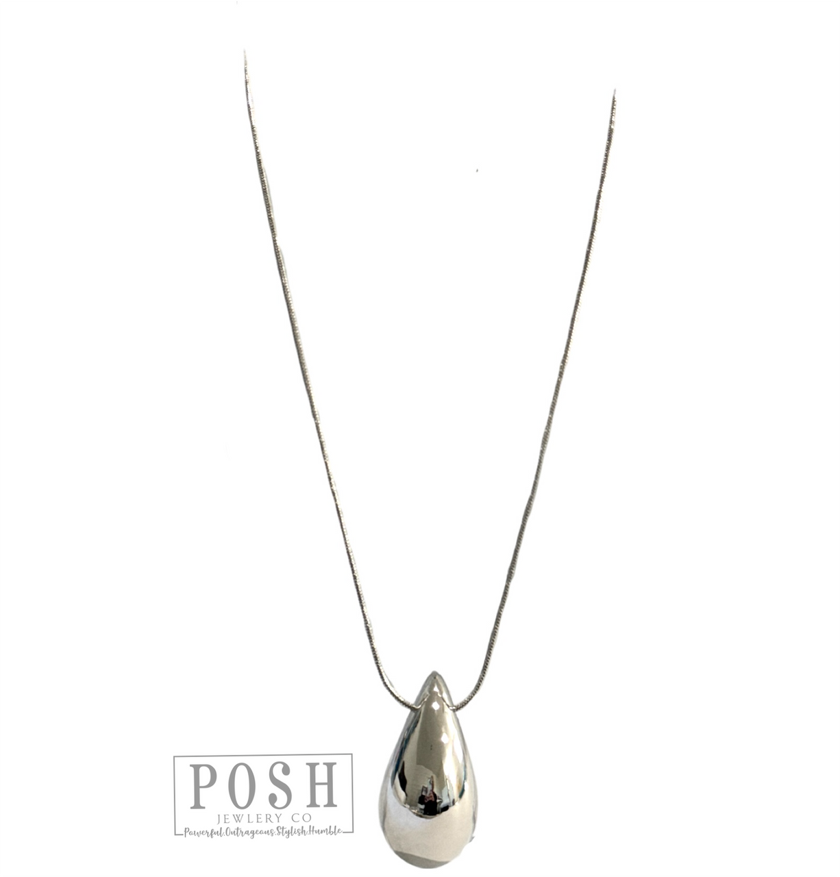 Raindrop pendant, fine chain necklace